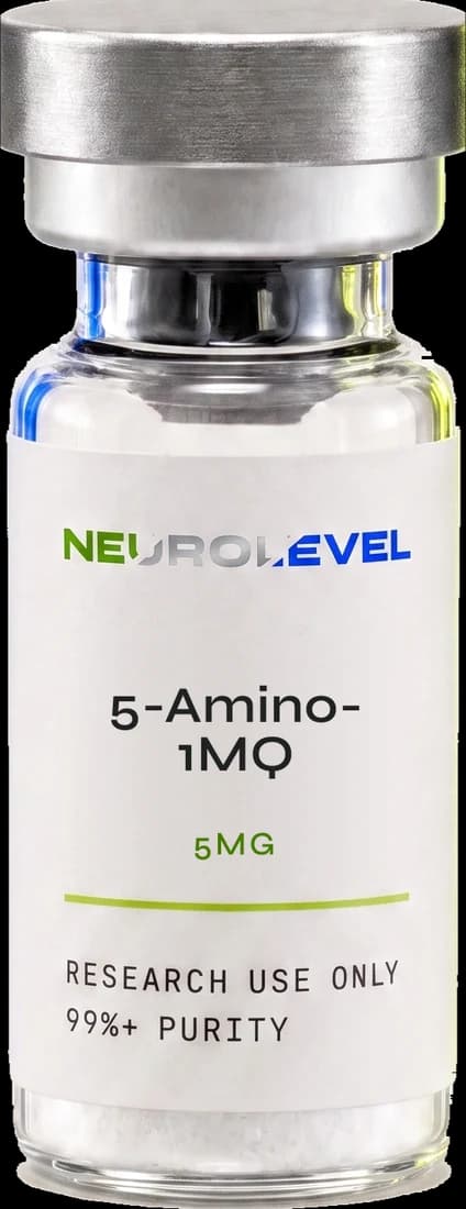 Neurolevel 5-Amino-1MQ research vial, lyophilized powder, applied printed label