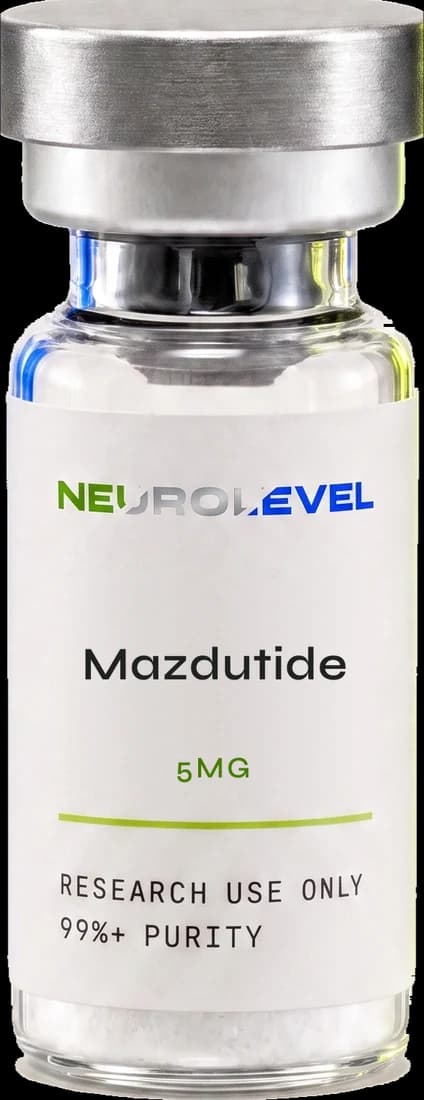 Neurolevel Mazdutide research vial, lyophilized powder, applied printed label